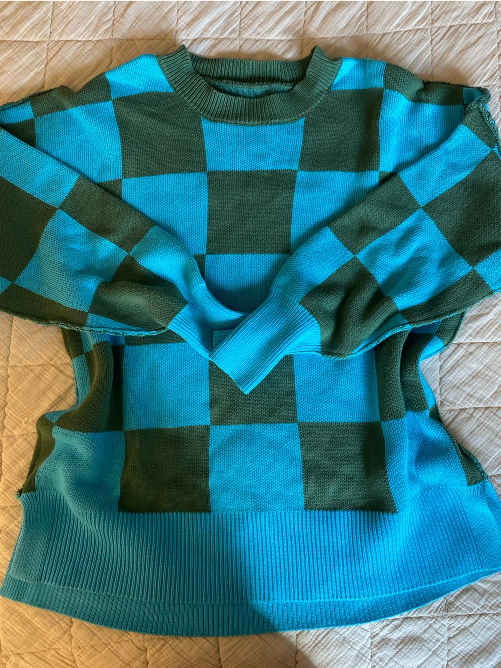 Free People Look-a-Like Checkered Sweater